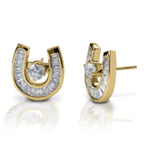 Kelly Herd Baguette Horseshoe Jacket Stud Earrings - 14k Gold