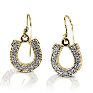 Kelly Herd Dangle Horseshoe Earrings - 14k Gold