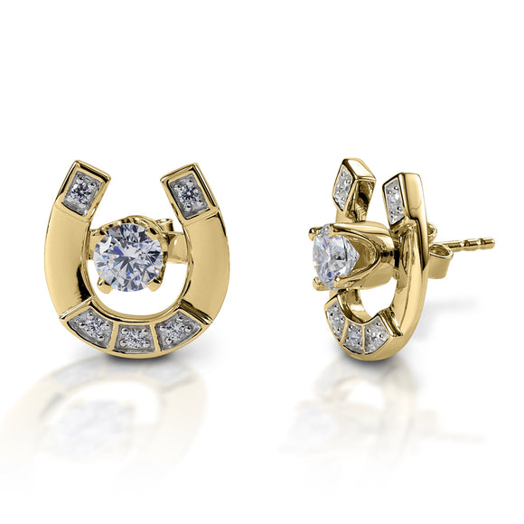 Kelly Herd Stud with Horseshoe Jacket Earrings - 14k Gold