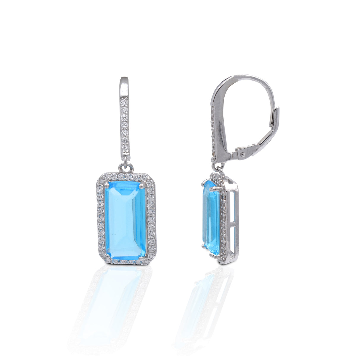 Kelly Herd Aqua Halo Earring - Sterling Silver
