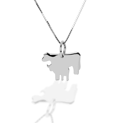 Kelly Herd Heifer Calf Silhouette Pendant - Sterling Silver