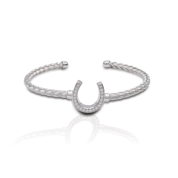 Kelly Herd Italian Weave Horseshoe Bracelet - Sterling Silver