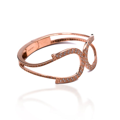 Kelly Herd Rose Gold Double Horseshoe Bangle Bracelet - Sterling Silver