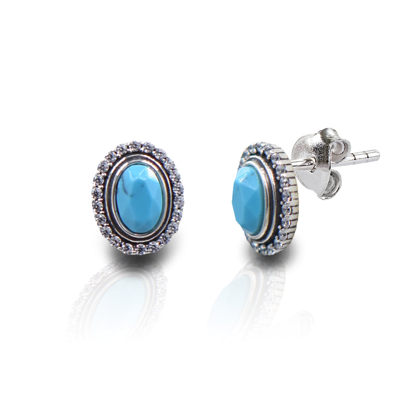 Kelly Herd Oval Turquoise Earrings - Sterling Silver