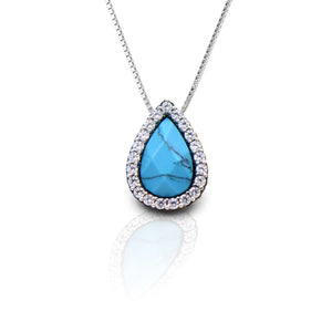 Kelly Herd Turquoise Teardrop Pendant Necklace - Sterling Silver