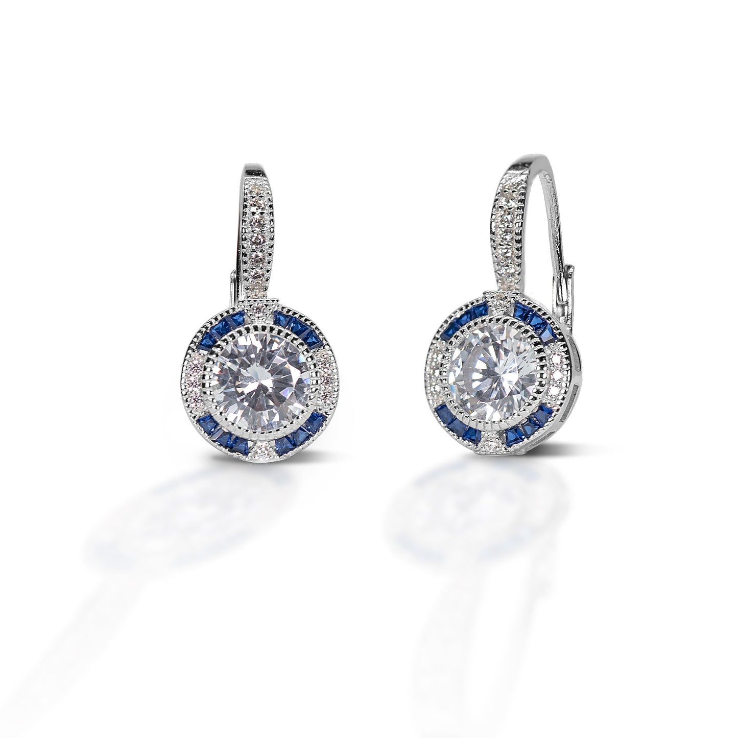 Kelly Herd Blue Spinel Halo Earring - Sterling Silver