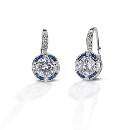 Kelly Herd Blue Spinel Halo Earring - Sterling Silver
