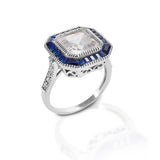 Kelly Herd Large Asscher Cut/Blue Spinel Ring - Sterling Silver