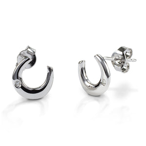 KELLY HERD SINGLE STONE HORSESHOE EARRINGS - STERLING SILVER