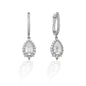 Kelly Herd Clear Pear Halo Hoop Earrings - Sterling Silver