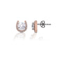 HR004ER - Rose Gold Plated Horseshoe Stud Earrings - Sterling Silver