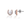 HR004ER - Rose Gold Plated Horseshoe Stud Earrings - Sterling Silver