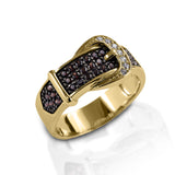 Kelly Herd Cognac Buckle Ring - 14k Gold