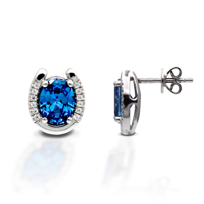 Kelly Herd Blue Stone Horseshoe Earring - Sterling Silver