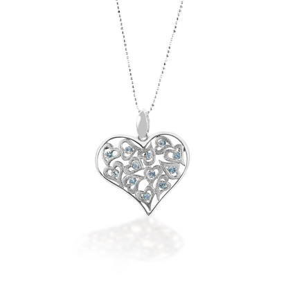 Kelly Herd Clear Multi-Heart Pendant - Sterling Silver