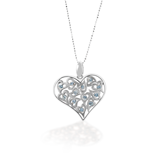 Kelly Herd Clear Multi-Heart Pendant - Sterling Silver