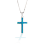 Kelly Herd Blue Opal Cross Pendant - Sterling Silver