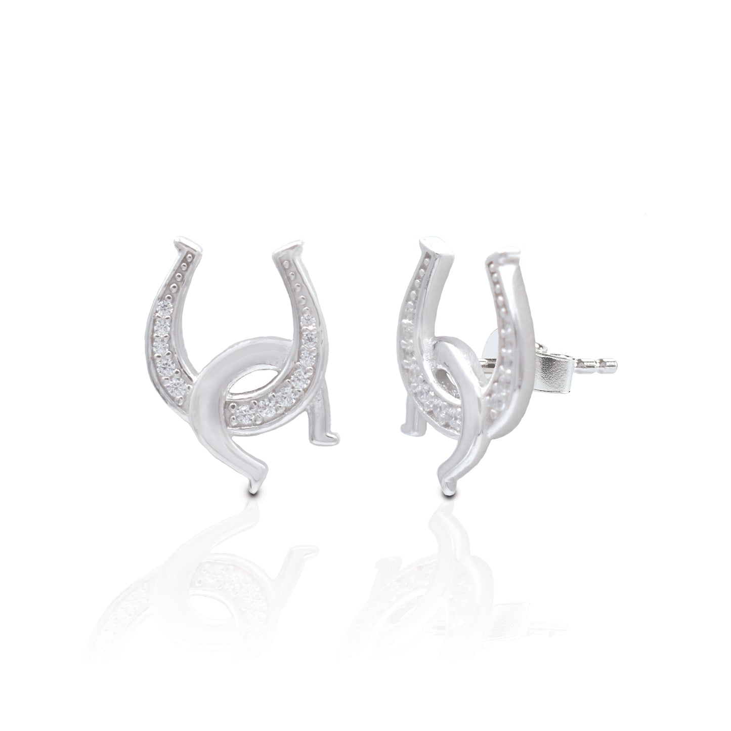 S2JER - Kelly Herd Clear Double Horseshoe Stud Earrings - Sterling Silver