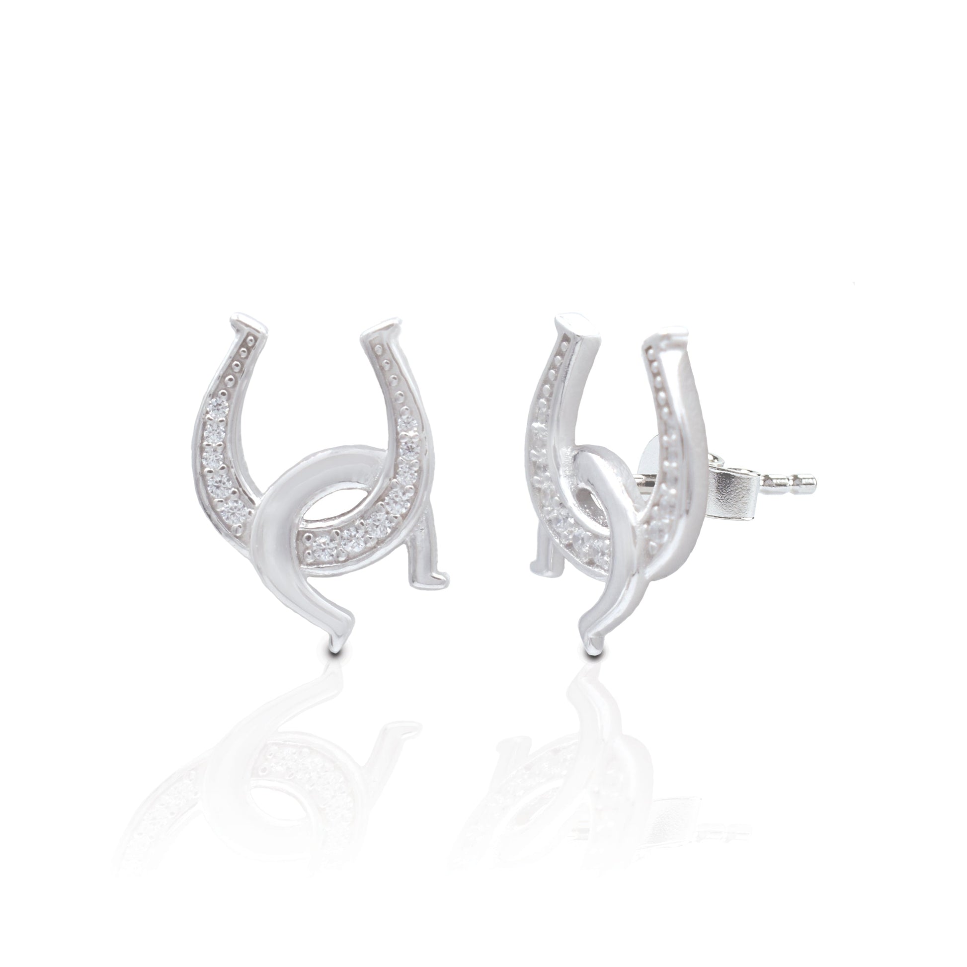 S2JER - Kelly Herd Clear Double Horseshoe Stud Earrings - Sterling Silver