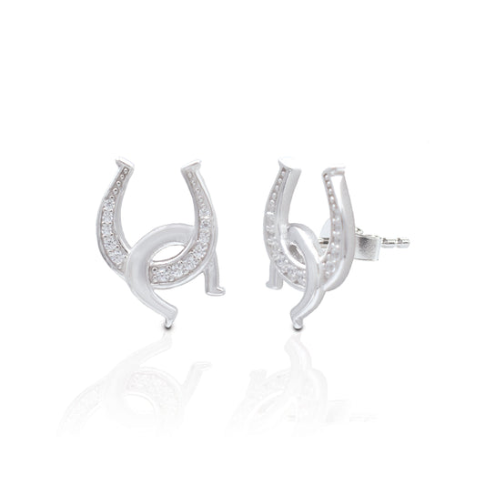 S2JER - Kelly Herd Clear Double Horseshoe Stud Earrings - Sterling Silver