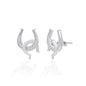 S2JER - Kelly Herd Clear Double Horseshoe Stud Earrings - Sterling Silver