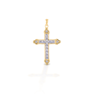 Kelly Herd Clear Cross Pendant - 14K Yellow Gold