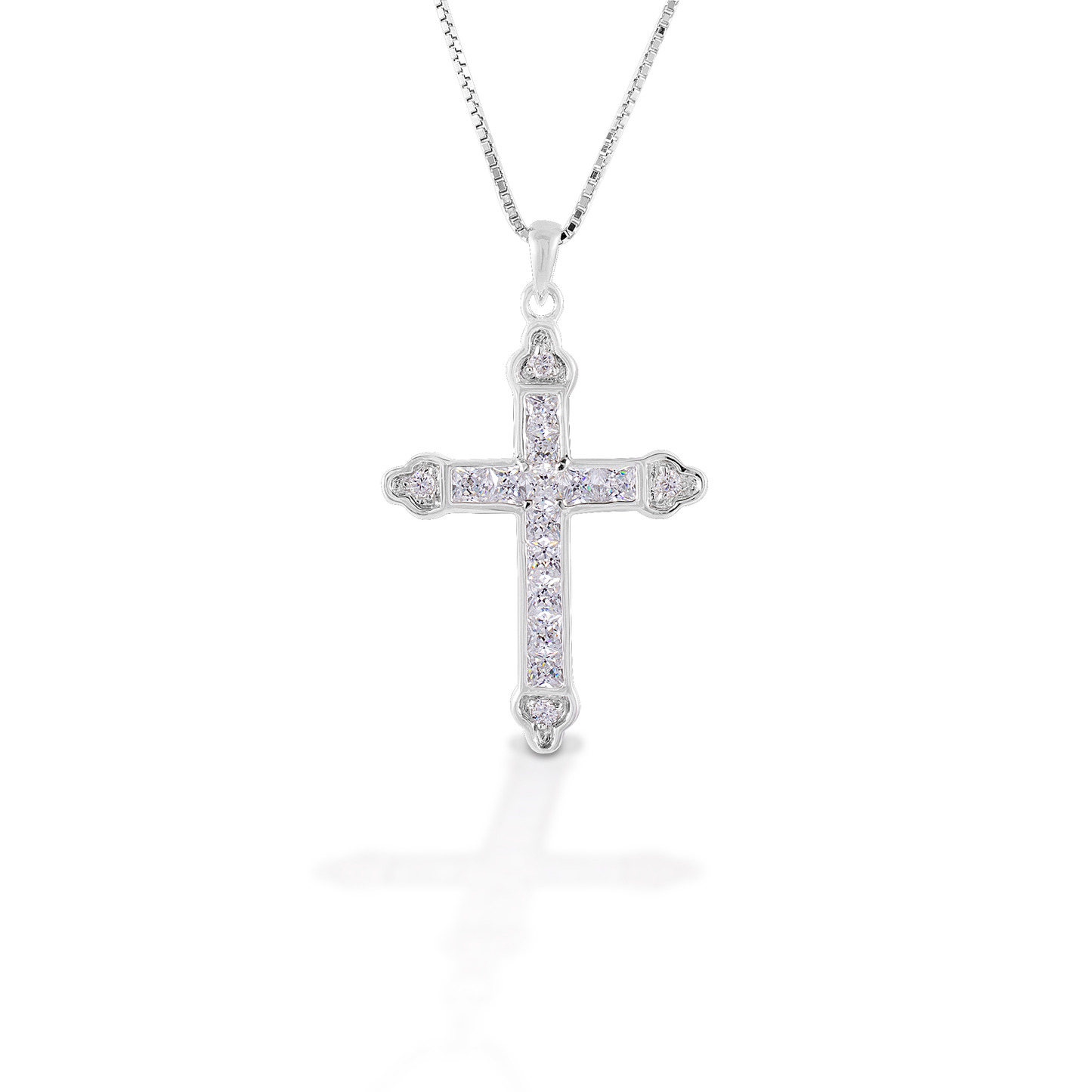 Kelly Herd Clear Cross Necklace - Sterling Silver