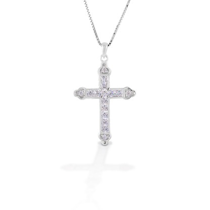 Kelly Herd Clear Cross Necklace - Sterling Silver