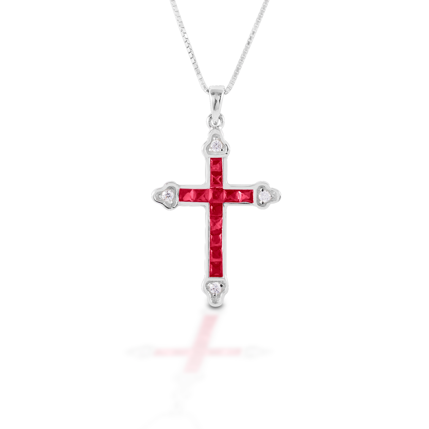 Kelly Herd Red Cross Necklace - Sterling Silver