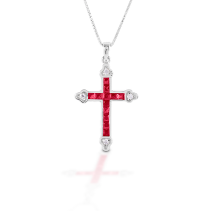 Kelly Herd Red Cross Necklace - Sterling Silver