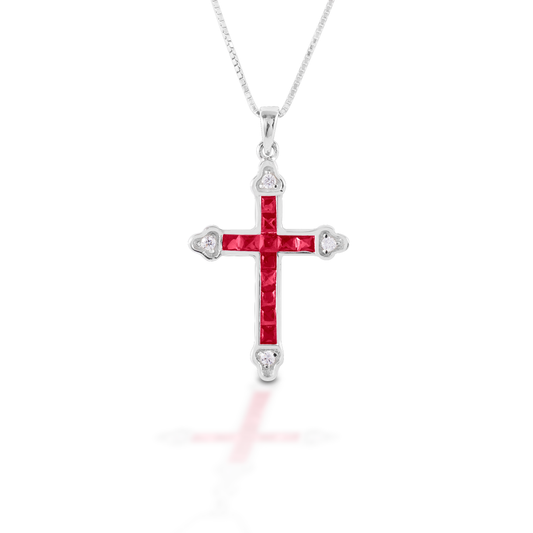 Kelly Herd Red Cross Necklace - Sterling Silver