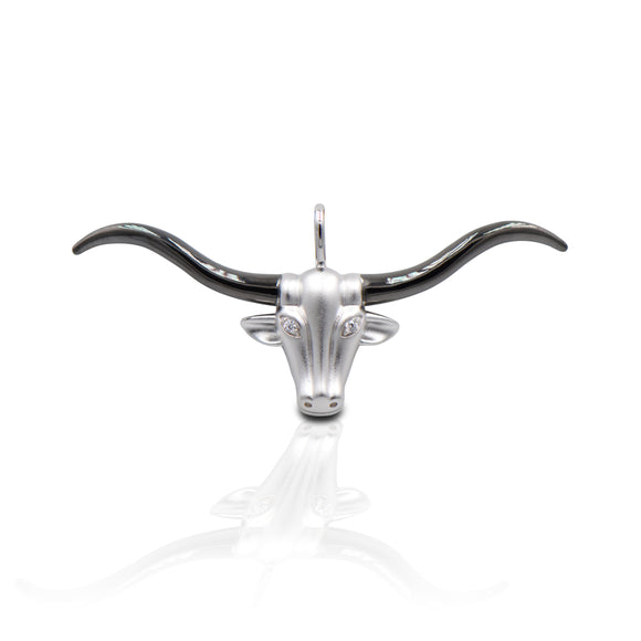 Kelly Herd Large Longhorn Pendant - 14K White Gold