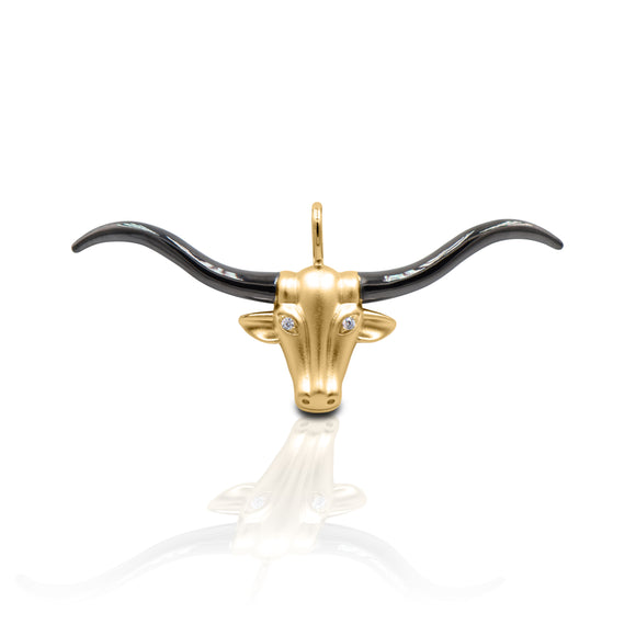 Kelly Herd Large Longhorn Pendant - 14K Yellow Gold