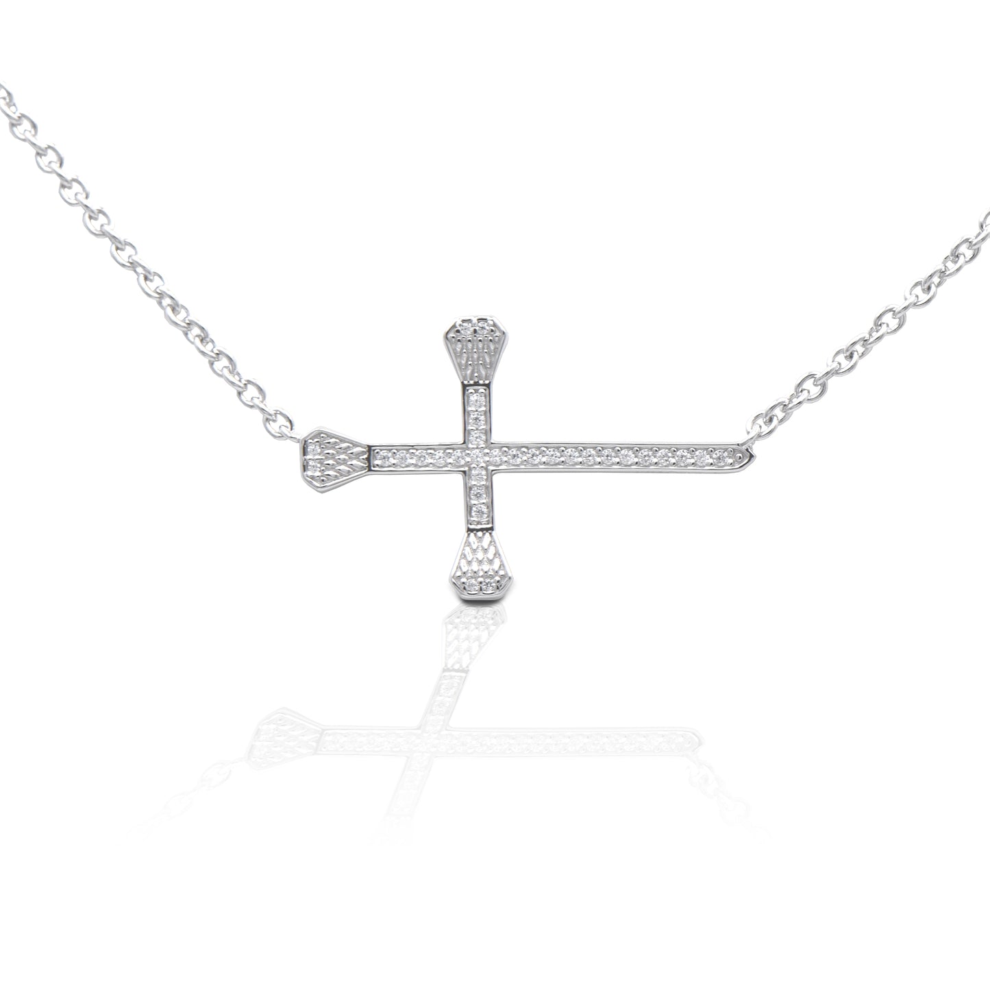 Kelly Herd Horizontal PavÃƒÂ© Horseshoe Nail Cross Necklace - Sterling Silver