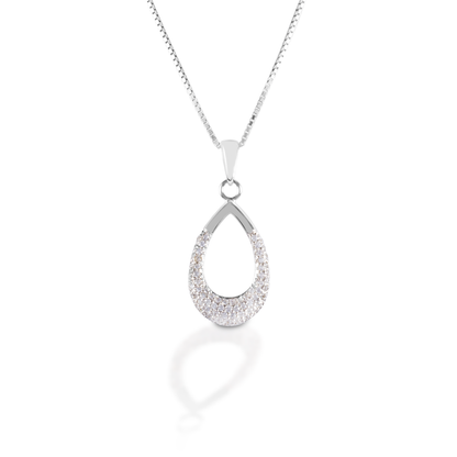 Kelly Herd Clear Teardrop Pendant- Sterling Silver