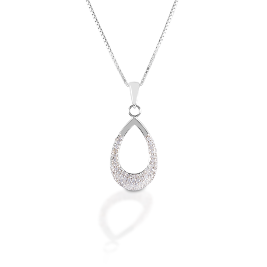 Kelly Herd Clear Teardrop Pendant- Sterling Silver