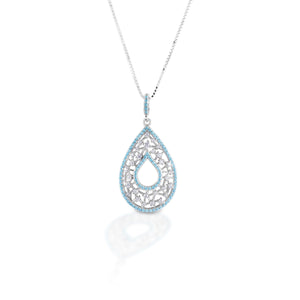 Kelly Herd Turquoise & Clear Teardrop Pendant - Sterling Silver