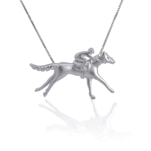 Kelly Herd Small Thoroughbred Racing Horse Pendant - Sterling Silver