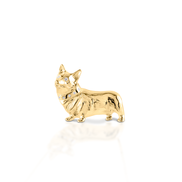 Kelly Herd Large Corgi Pendant - 14K Yellow Gold