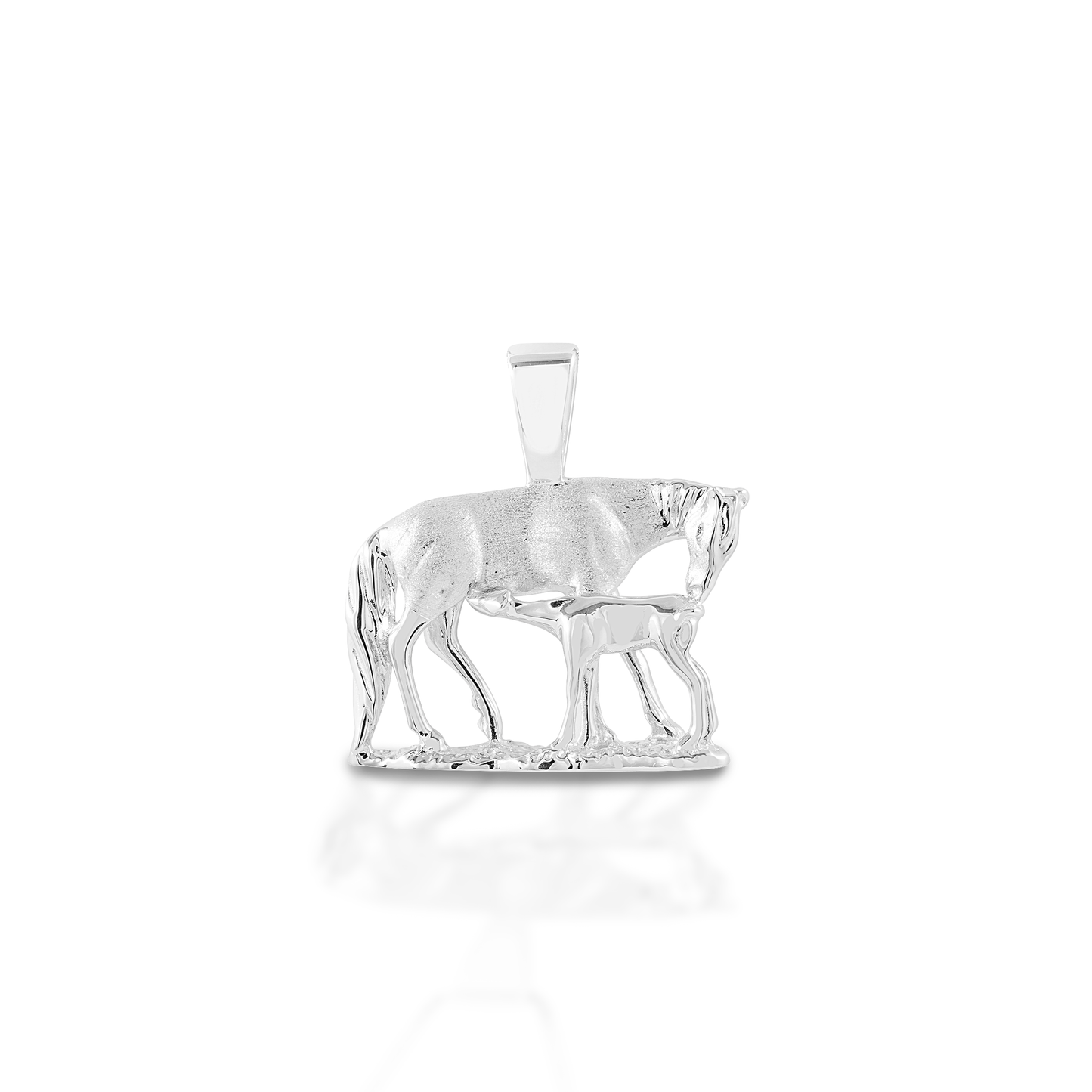 Kelly Herd Nursing Mare & Foal Pendant - 14K White Gold