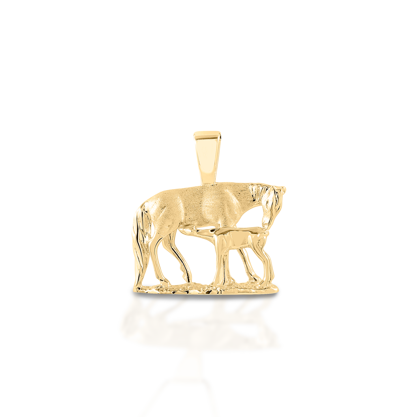 Kelly Herd Nursing Mare & Foal Pendant - 14K Yellow Gold