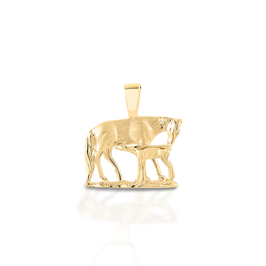 Kelly Herd Nursing Mare & Foal Pendant - 14K Yellow Gold
