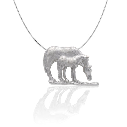 Kelly Herd Grazing Mare & Foal Pendant - Sterling Silver