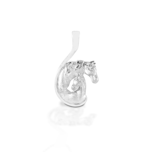Kelly Herd Mare & Foal Head Pendant - 14K White Gold