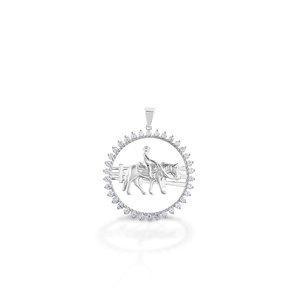 Kelly Herd Stone Circle Ranch Horse Pendant - 14K White Gold