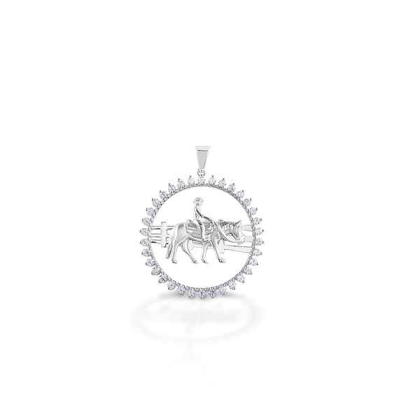 Kelly Herd Stone Circle Ranch Horse Pendant - 14K White Gold