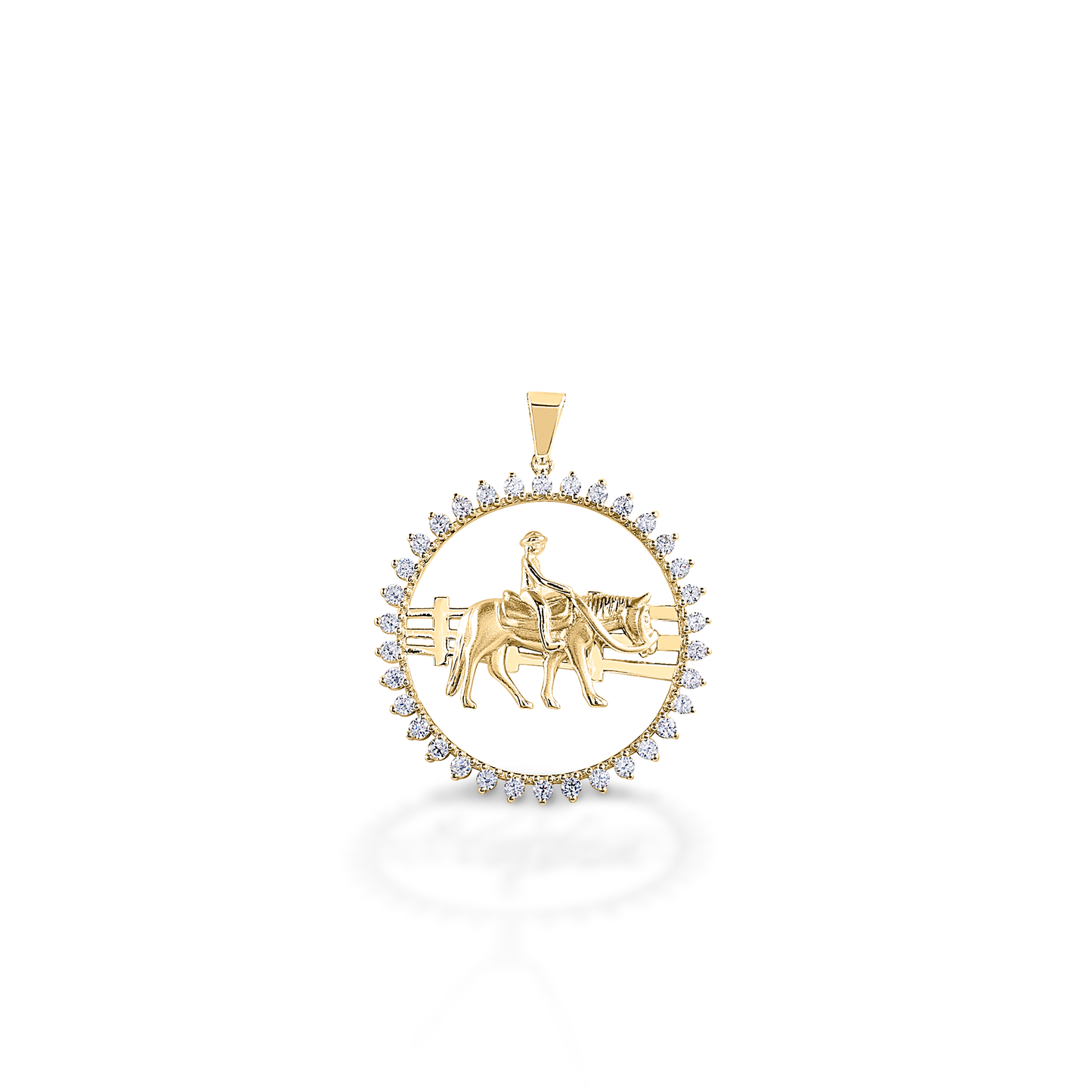 Kelly Herd Stone Circle Ranch Horse Pendant - 14K Yellow Gold