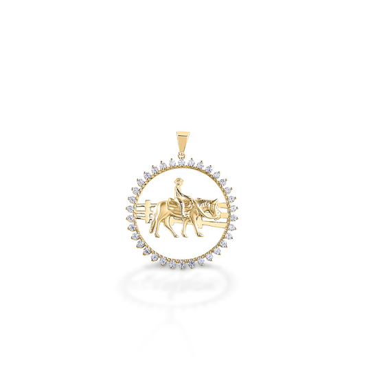 Kelly Herd Stone Circle Ranch Horse Pendant - 14K Yellow Gold