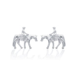 Kelly Herd Western Pleasure Horse with Rider Earrings - Sterling Silver