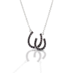 Kelly Herd Double Black Horseshoe Pendant - Sterling Silver